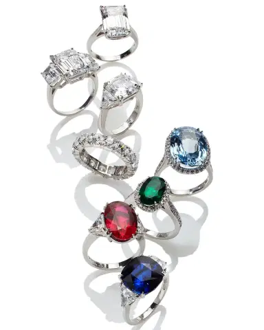 Fantasia by DeSerio 14k White Gold 4-Prong Round Eternity Band | Thumbnail 3