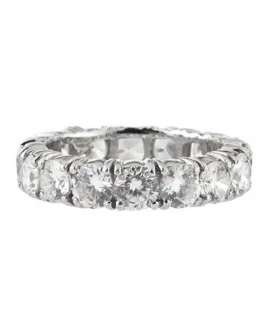 Fantasia by DeSerio 14k White Gold 4-Prong Round Eternity Band | Thumbnail 1