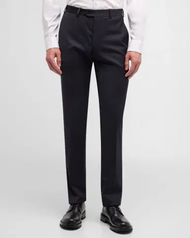 Emporio Armani Basic Flat-Front Wool Trousers | Thumbnail 4 Emporio Armani Basic Flat-Front Wool Trousers | Thumbnail 4