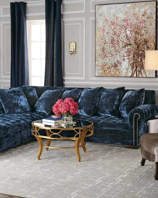 Divine Crushed Velvet Left-Chaise Sectional, 116"