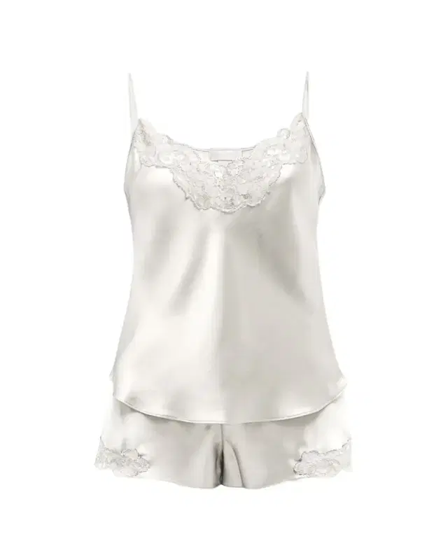 Christine Lingerie Bijoux Short Lace-Trim Silk Pajama Set