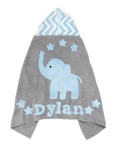 Boogie Baby Personalized "Big Foot" Elephant Hooded Towel, Blue ` | Thumbnail 1 Boogie Baby Personalized "Big Foot" Elephant Hooded Towel, Blue ` | Thumbnail 1
