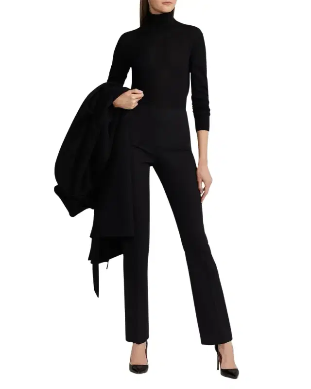 Alandra Side-Zip Stretch-Wool Pants, Black Alandra Side-Zip Stretch-Wool Pants, Black