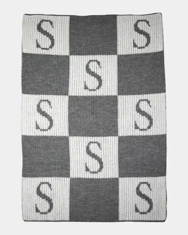 Butterscotch Blankees Personalized Check Colorblock Baby Blanket, Gray | Thumbnail 3