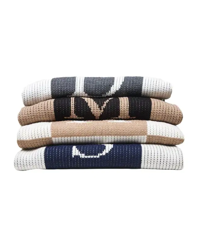 Butterscotch Blankees Personalized Check Colorblock Baby Blanket, Gray