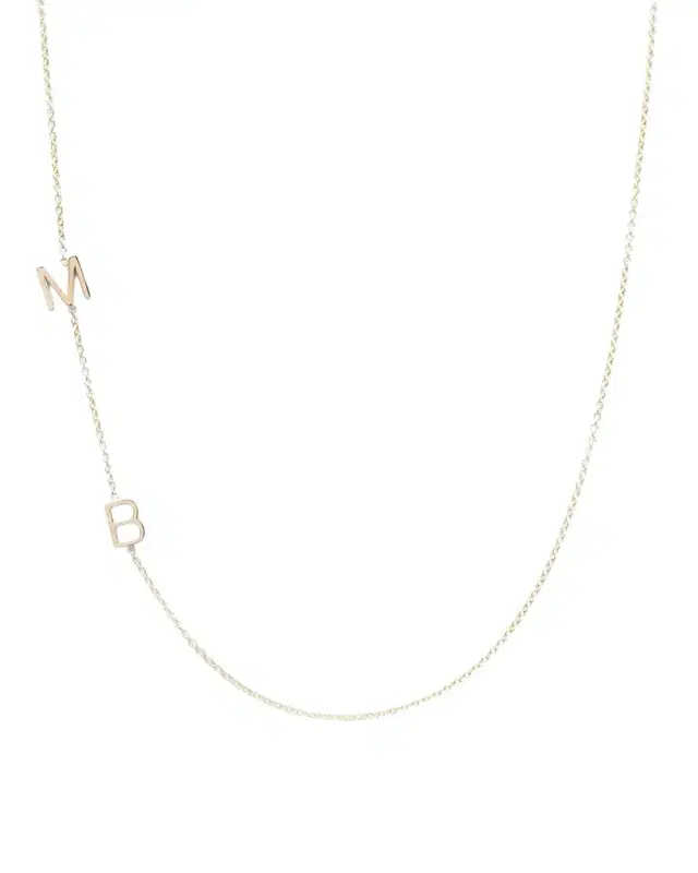Mini 2-Letter Personalized Necklace, 14k Yellow Gold