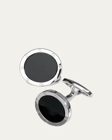 Jan Leslie Round Onyx Cuff Links | Thumbnail 2