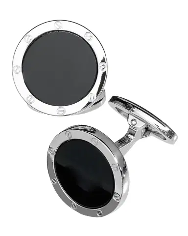 Jan Leslie Round Onyx Cuff Links | Thumbnail 1