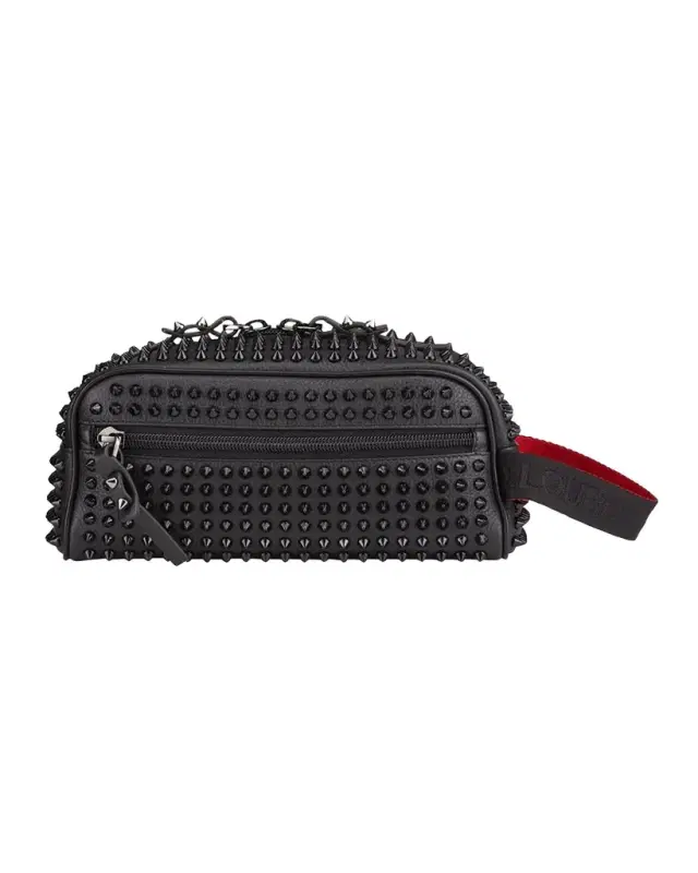 Christian Louboutin Men 's Blaster Spiked Leather Travel Toiletry Bag