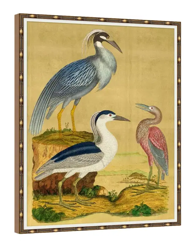 "Majestic Cranes on Gold I" Giclee Art