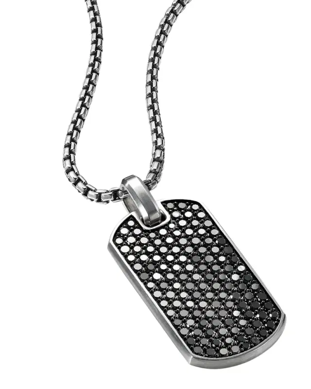 Men 's Streamline Tag Pendant in Silver, 35mm