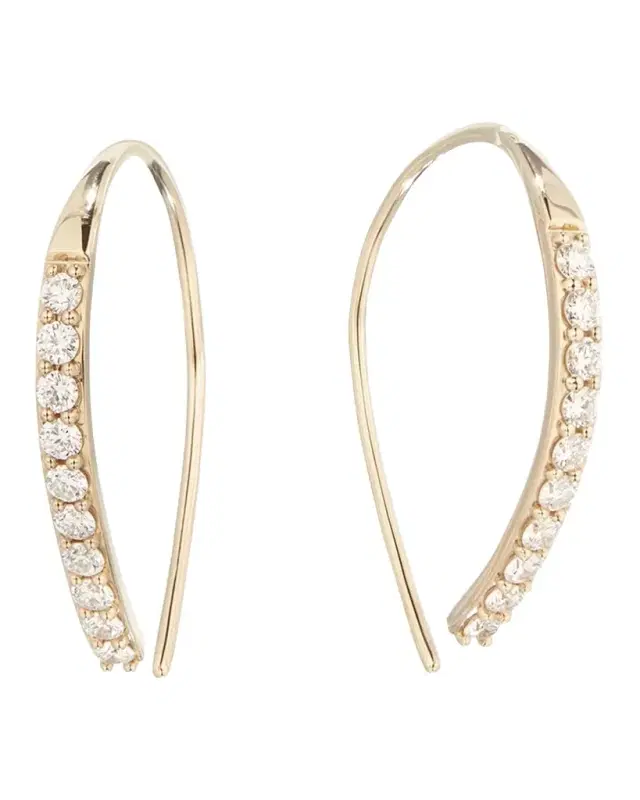 Flawless 14k Small Hooked on Hoop Earrings w/ Diamonds