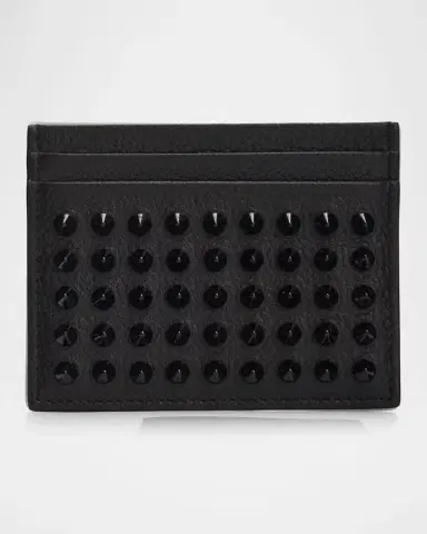Christian Louboutin Men's Kios Spiked Leather Card Case | Thumbnail 2 Christian Louboutin Men's Kios Spiked Leather Card Case | Thumbnail 2