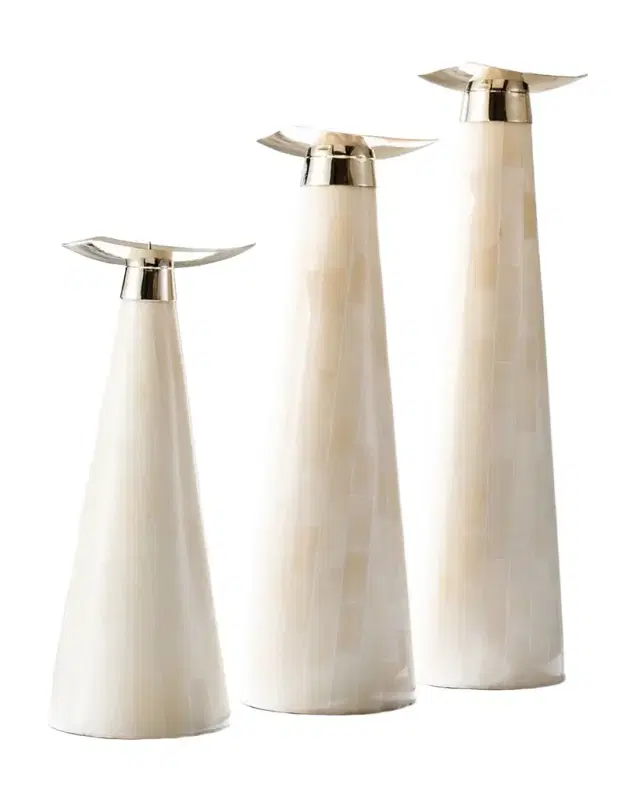 Bone Candlestick Holder Trio Set
