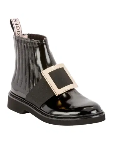 Roger Vivier Viv Ranger Patent Leather Pilgrim Buckle Booties | Thumbnail 1