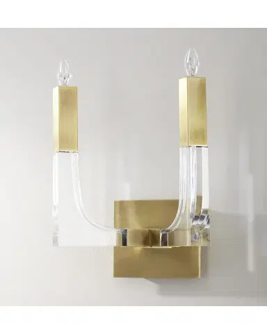 John-Richard Collection Acrylic and Brass Double-Light Wall Sconce | Thumbnail 3 John-Richard Collection Acrylic and Brass Double-Light Wall Sconce | Thumbnail 3