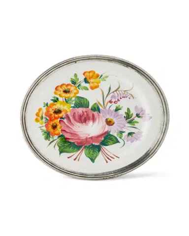 Neiman Marcus Floral Pewter & Ceramic Dinner Plate | Thumbnail 2