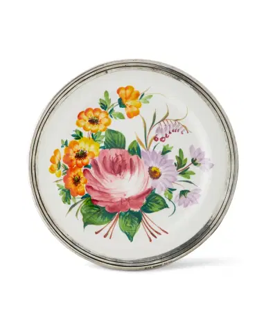 Neiman Marcus Floral Pewter & Ceramic Dinner Plate | Thumbnail 1