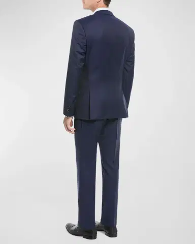 BOSS Men's Wool Basic Two-Piece Slim Fit Suit, Blue | Thumbnail 3