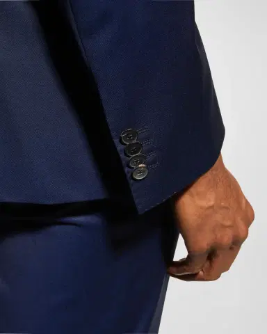 BOSS Men's Wool Basic Two-Piece Slim Fit Suit, Blue | Thumbnail 7