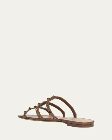 Valentino Garavani Rockstud Metallic City Flat Slide Sandals | Thumbnail 4 Valentino Garavani Rockstud Metallic City Flat Slide Sandals | Thumbnail 4
