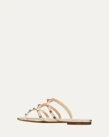 Valentino Garavani Rockstud Metallic City Flat Slide Sandals | Thumbnail 8 Valentino Garavani Rockstud Metallic City Flat Slide Sandals | Thumbnail 8