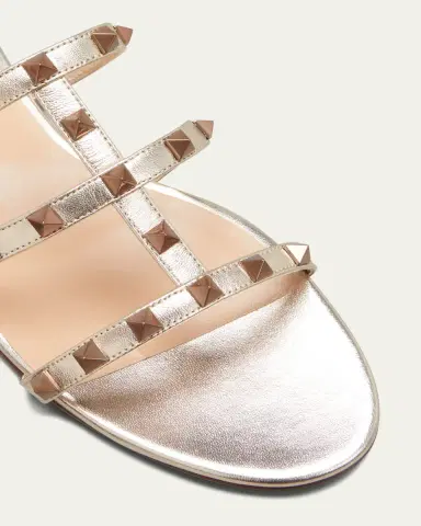 Valentino Garavani Rockstud Metallic City Flat Slide Sandals | Thumbnail 9 Valentino Garavani Rockstud Metallic City Flat Slide Sandals | Thumbnail 9