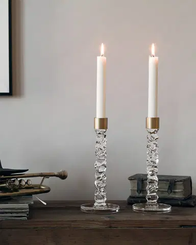 Orrefors Carat Brass Candlesticks, Set of 2 | Thumbnail 1