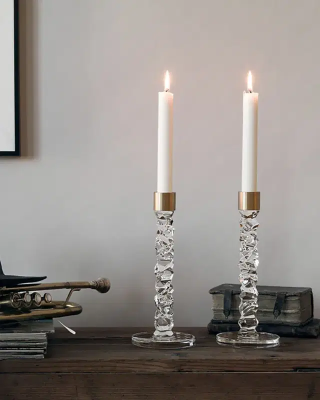 Orrefors Carat Brass Candlesticks, Set of 2
