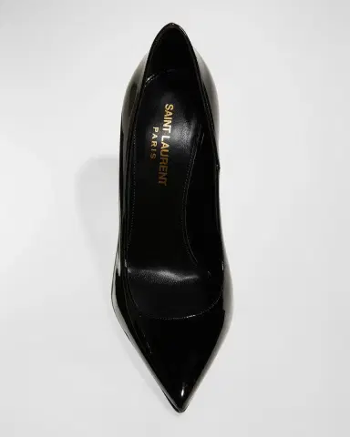 Saint Laurent 110mm Opyum YSL Patent Leather Pointed-Toe Pumps with Golden Hardware | Thumbnail 5 Saint Laurent 110mm Opyum YSL Patent Leather Pointed-Toe Pumps with Golden Hardware | Thumbnail 5