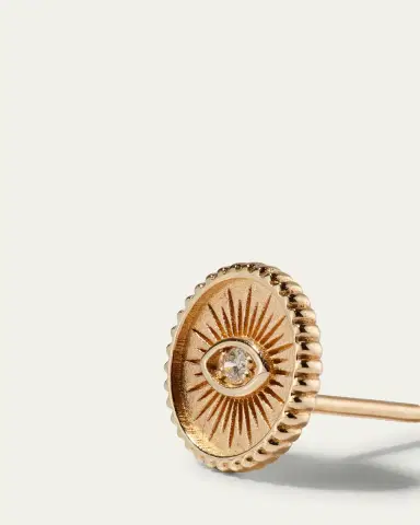 Sydney Evan 14k Diamond Evil Eye Coin Stud Earring, Single | Thumbnail 3 Sydney Evan 14k Diamond Evil Eye Coin Stud Earring, Single | Thumbnail 3