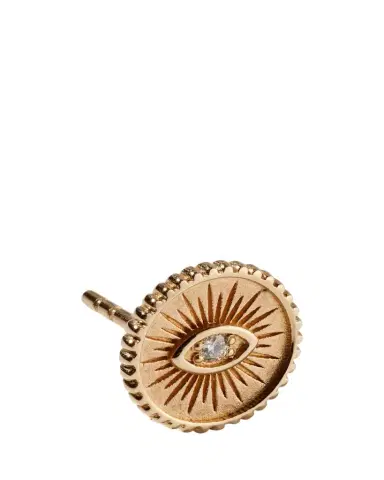 Sydney Evan 14k Diamond Evil Eye Coin Stud Earring, Single | Thumbnail 1 Sydney Evan 14k Diamond Evil Eye Coin Stud Earring, Single | Thumbnail 1