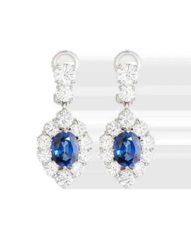 Fantasia by DeSerio Lab Grown Sapphire Oval Drop Earrings | Thumbnail 2 Fantasia by DeSerio Lab Grown Sapphire Oval Drop Earrings | Thumbnail 2