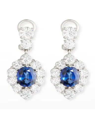 Fantasia by DeSerio Lab Grown Sapphire Oval Drop Earrings | Thumbnail 3 Fantasia by DeSerio Lab Grown Sapphire Oval Drop Earrings | Thumbnail 3