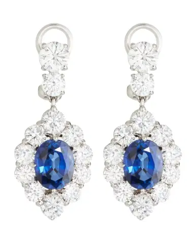 Fantasia by DeSerio Lab Grown Sapphire Oval Drop Earrings | Thumbnail 1 Fantasia by DeSerio Lab Grown Sapphire Oval Drop Earrings | Thumbnail 1