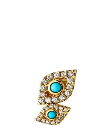 Sydney Evan 14k Gold Double Evil Eye Stud Earring (Single) | Thumbnail 1