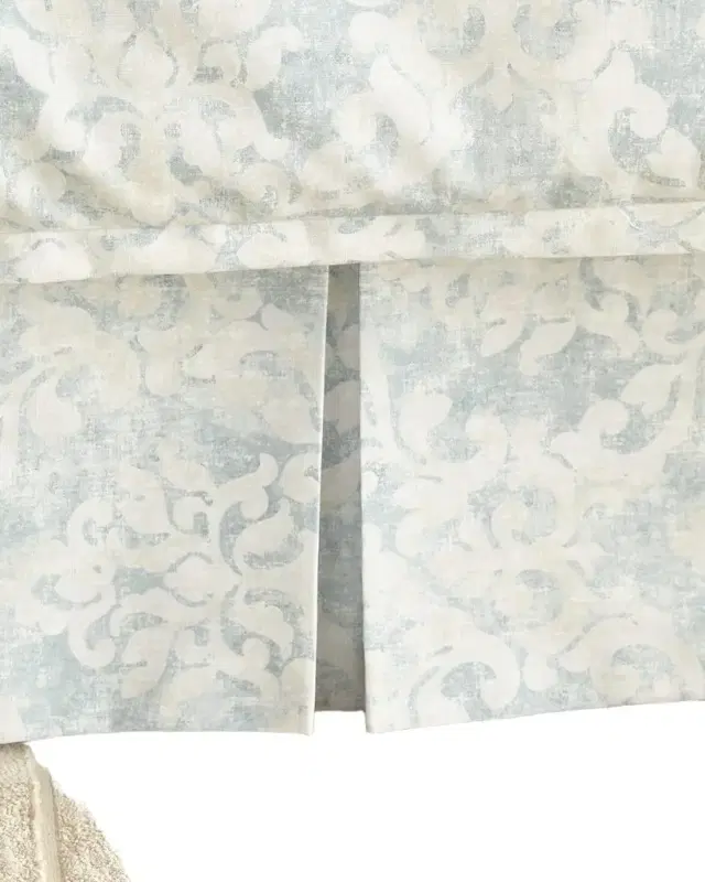 Milan Tailored Bed Skirt Spa Faded Damask Venetian Linen 3/22 x 86