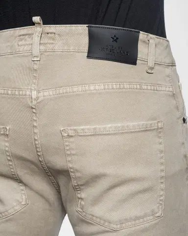 Jared Lang Men 's Skinny Solid Khaki Jeans | Thumbnail 3