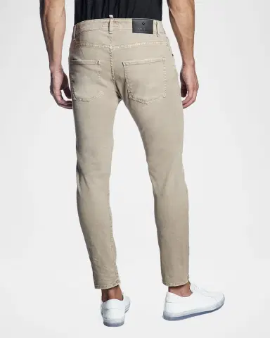 Jared Lang Men 's Skinny Solid Khaki Jeans | Thumbnail 4