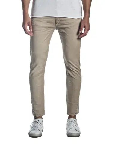 Jared Lang Men 's Skinny Solid Khaki Jeans | Thumbnail 1