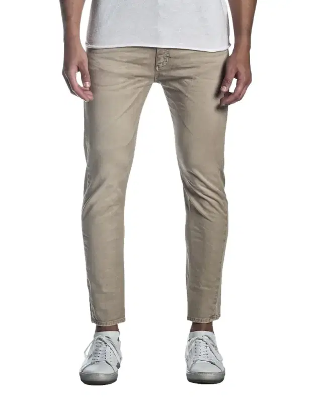 Men 's Skinny Solid Khaki Jeans