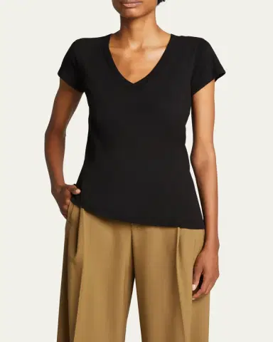 L'Agence Becca V-Neck Short-Sleeve Tee | Thumbnail 4 L'Agence Becca V-Neck Short-Sleeve Tee | Thumbnail 4
