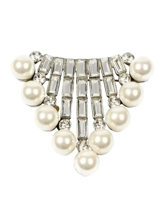 Crystal Baguette & Pearly Brooch
