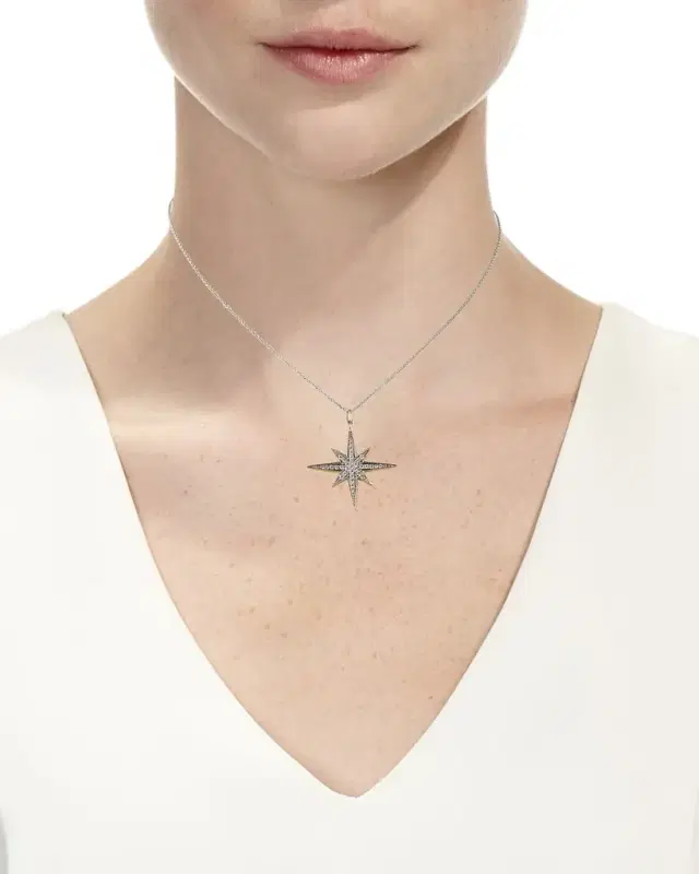 14k Diamond Starburst Pendant Necklace
