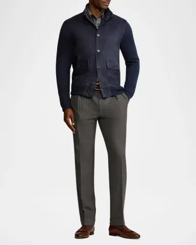 Ralph Lauren Purple Label Suede-Front Cashmere Cardigan | Thumbnail 2 Ralph Lauren Purple Label Suede-Front Cashmere Cardigan | Thumbnail 2
