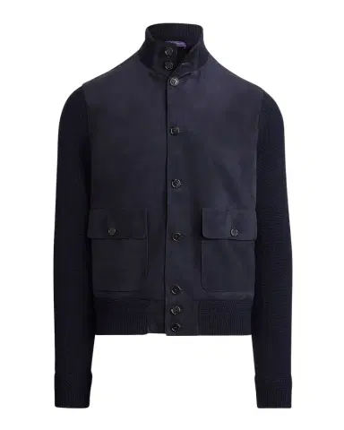 Ralph Lauren Purple Label Suede-Front Cashmere Cardigan | Thumbnail 1 Ralph Lauren Purple Label Suede-Front Cashmere Cardigan | Thumbnail 1