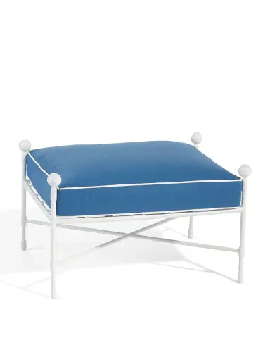 Neiman Marcus Avery Ottoman, White/Blue | Thumbnail 2 Neiman Marcus Avery Ottoman, White/Blue | Thumbnail 2