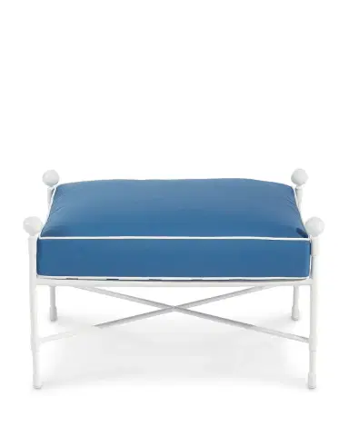 Neiman Marcus Avery Ottoman, White/Blue | Thumbnail 1 Neiman Marcus Avery Ottoman, White/Blue | Thumbnail 1