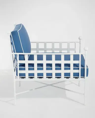Neiman Marcus Avery Lounge Chair, White/Blue | Thumbnail 2 Neiman Marcus Avery Lounge Chair, White/Blue | Thumbnail 2