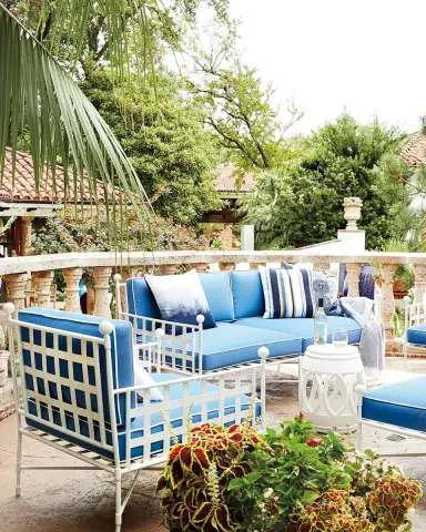Neiman Marcus Avery Lounge Chair, White/Blue | Thumbnail 4 Neiman Marcus Avery Lounge Chair, White/Blue | Thumbnail 4